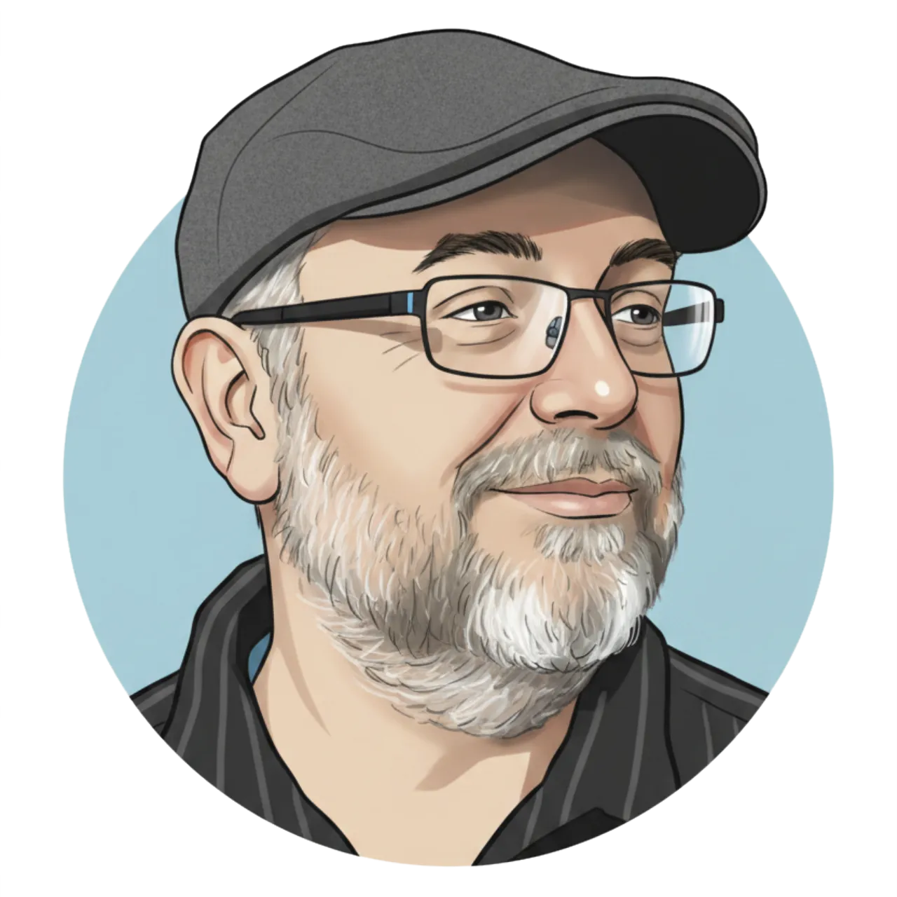 Portrait illustré de David Vigogne, concepteur de sites internet et graphiste à Chaumont