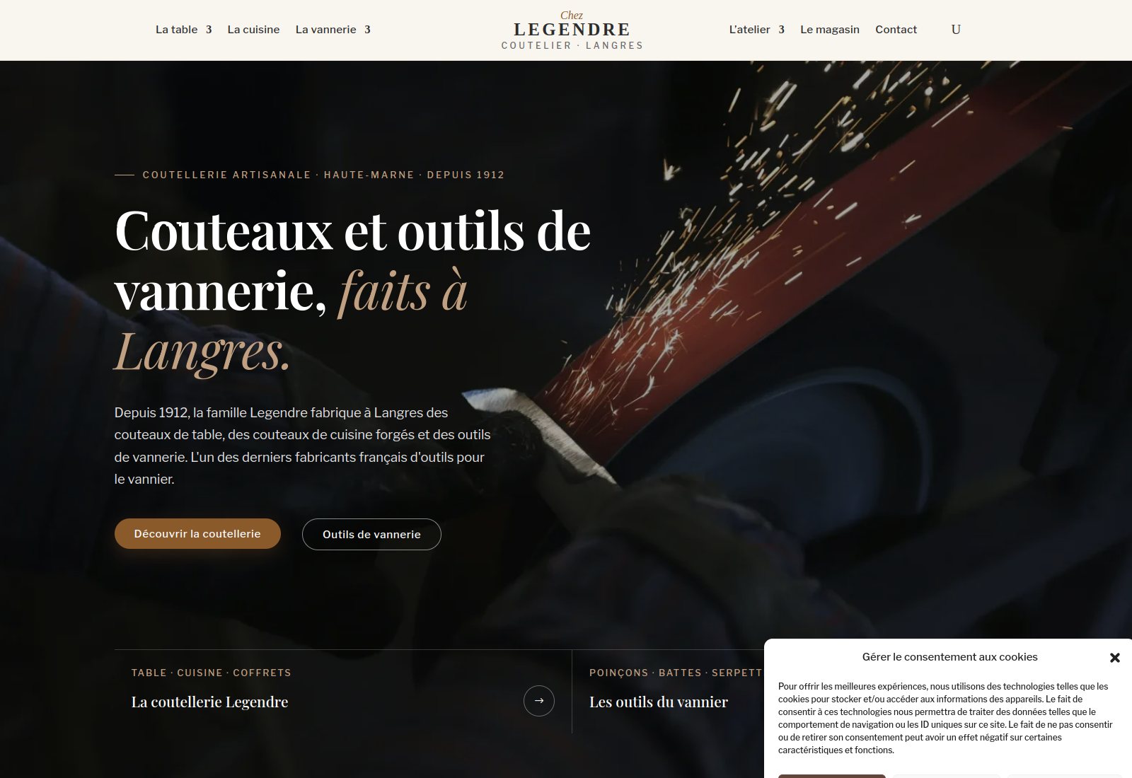 Capture d’écran du site Coutellerie Legendre